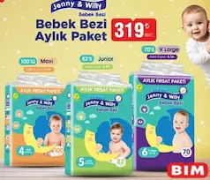 JENNY & WİLLY BEBEK BEZİ AYLIK PAKET fiyat ve kampanya bilgisi